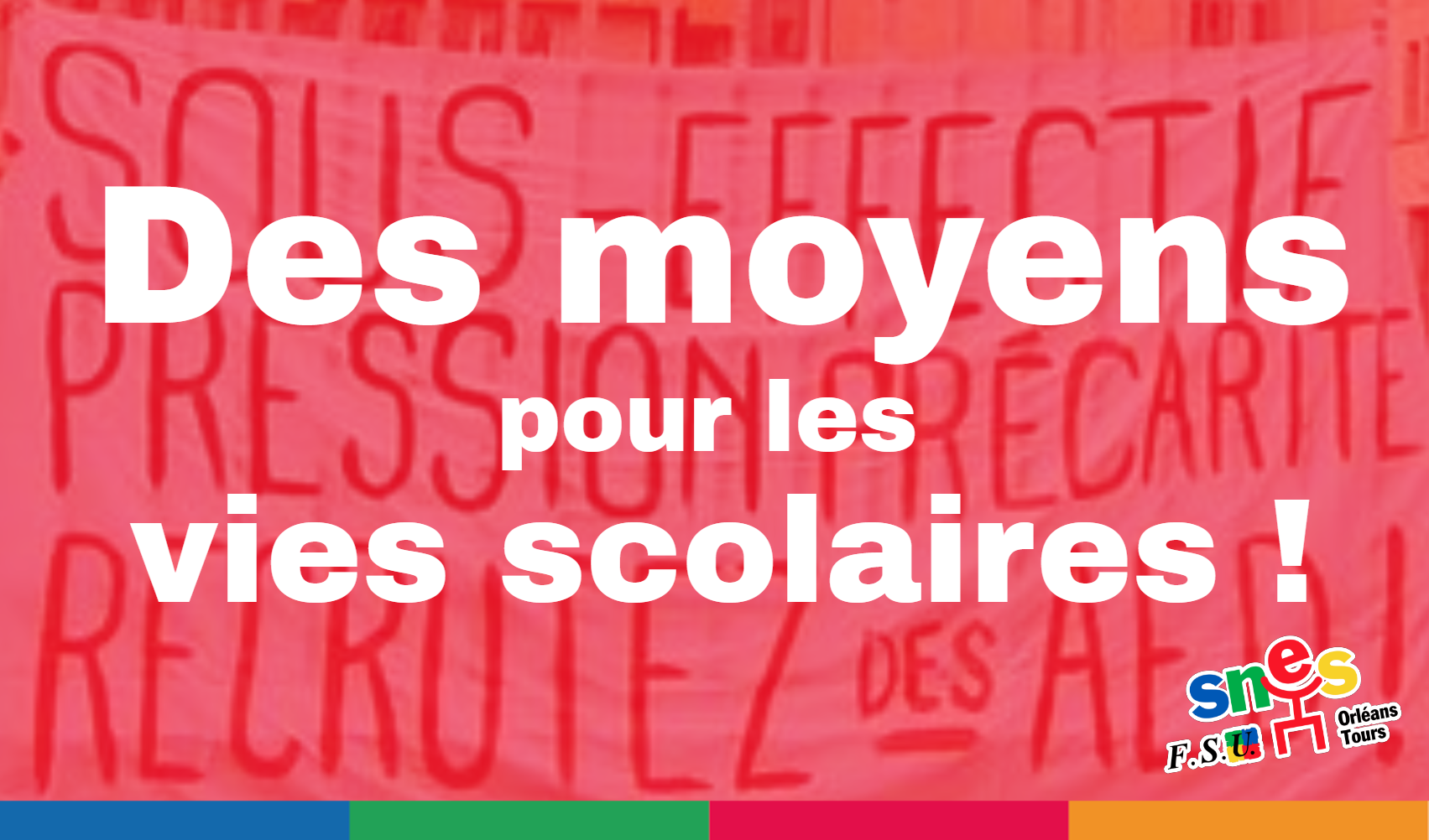 Image "Des moyens pour les vies scolaires !" avec logo du SNES-FSU